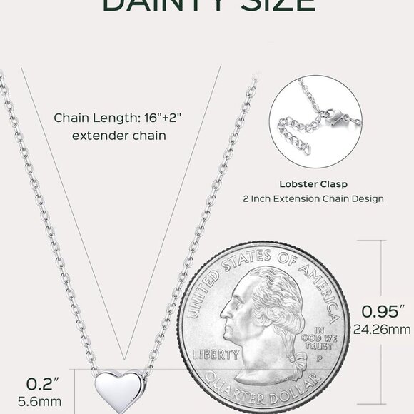 Personalized 925 Sterling Silver Dainty Small Heart/Star/Moon/Dot/Triangle Penda - Picture 5 of 8